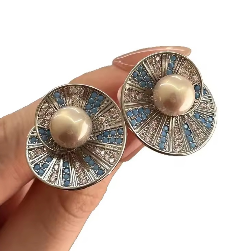 Blue Pearl Silver Earrings